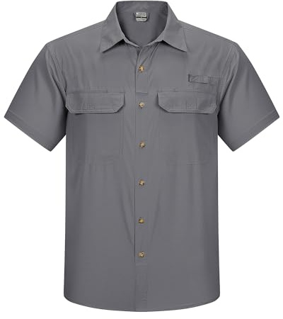 Outdoor Ventures Herren Hemd Kurzarm UV Schutz Freizeithemd Wasserdicht | UPF50+ Sommerhemd, Bügelfrei Schnelltrocknendes Kurzarmhemd, Atmungsaktiv Outdoor Hemd für Safari Wandern Trekking