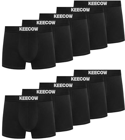 Bobelle Boxers for Men Underwear 10 Pack Comfortable No Itchy Labels, Soft Cotton Underpants with Elastic Waistband - 10 Pack, Black, XL