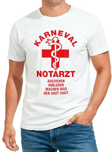 MoonWorks® Herren T-Shirt Fasching Karneval Notarzt Kostüm-Ersatz Last Minute Faschingskostüme Männer Funshirt Grau-meliert 4XL