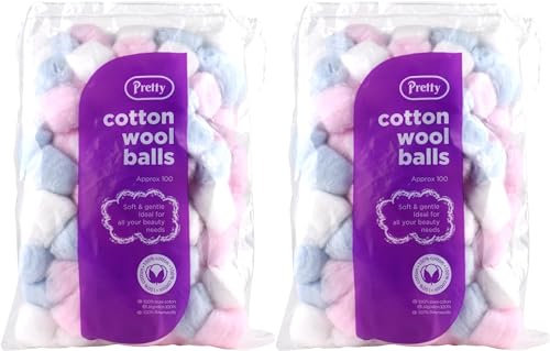 Gomitoli di cotone morbidi e soffici per neonati e adulti – 200 pezzi colorati – Confezione da 2