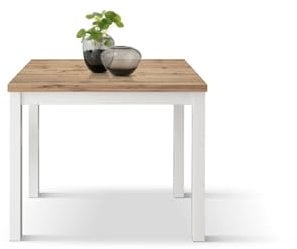 PAZZO DESIGN Tavolo allungabile Giuliano, Rovere Rustico, Gambe Bianche, Tavolo Cucina, Tavolo Soggiorno, Made in Italy, 90x90x76,5 cm - id_2140