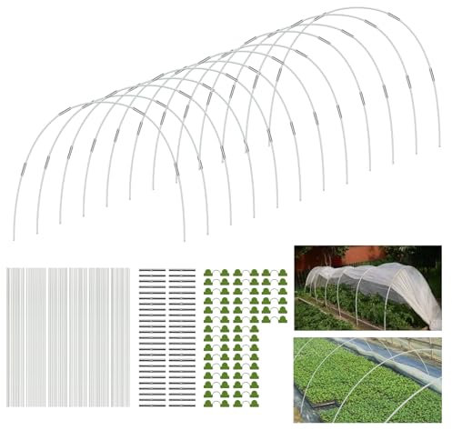 60PCS Greenhouse Hoops for Raised Beds 17 In Detachable Fiberglass Support Hoops Frame Grow Tunnel Garden Hoops for Garden Netting Raised Bed Plant Shade Cloth Row Cover, DIY Plant Support