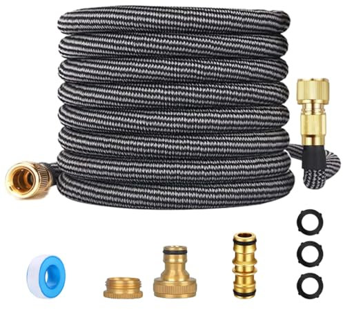 ZAselect Garden Hose Pipe,Expandable Garden Hose,Flexible Reinforced Pipe for Pet & Car Washing, Cleaning, Watering Lawn and Garden with 1/2-3/4 Brass Fittings,Universal Tap Connector (50ft)