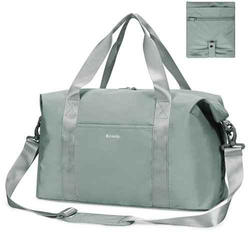Ceneda Reisetasche Handgepäck Sporttasche Damen und Herren Faltbar Handgepäck Tasche für Flugzeug Easyjet 45x36x20 Weekender Bag 30L(Seladon)