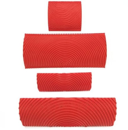 4 Pièces Outil de Grain de Bois en Caoutchouc, Outil de Peinture de Grainage du Bois, Plastique Peinture en Caoutchouc avec Manche, Grain Bois Caoutchouc Imitation, Pour Portes Murale Meubles, Rouge