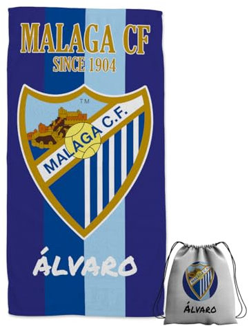 ZPUBLI+ Toallas de Playa o Ducha Personalizadas con Nombre o Frases. Toallas Infantiles, Regalo Infantil Original para baño, Piscina, Playa, Camping. Varias Medidas (Malaga CF, 160x80)
