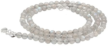 Lebensquelle Plus Edelstein Kugelkette + 925 Silber Verschluss | Ø 4mm Kugeln Karabinerverschluss 45cm lang | Hochwertige Kette (Labradorit)