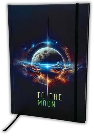 Ottybara Mindbook To the Moon - Premium Notizbuch A5 blanko | kratzfestes Hardcover, Gummiband, Lesezeichen | Ideal als Journal Buch, Tagebuch, Notizheft | regional & nachhaltig produziert