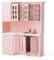 Odoria Puppenhaus Küche Schrank Miniatur: 1/12 Maßstab Küchenspüle für Wichtel Modern Restaurant - Mini Kochen Möbel mit Spülbecken Holz Rosa