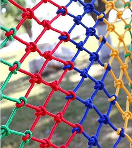 ININOSNP Kletternetz Klettern Frachtnetz Outdoor Indoor Kletternetz Buntes Seilleiternetz for Balkongeländer(2 * 5m)