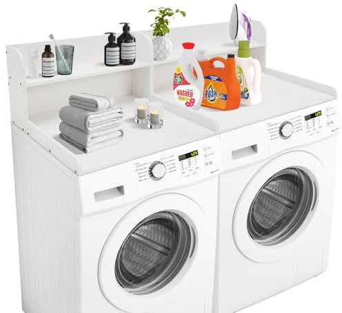 Noafocks Coperture per lavatrice e asciugatrice, pieghevole per l'organizzazione della lavanderia (bianco, confezione da 2)