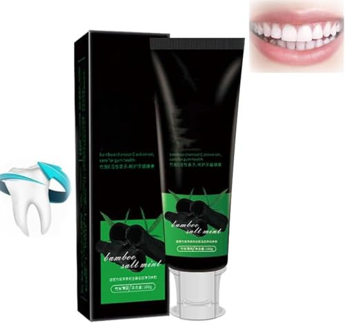 HSSHRAQV Dentifrice Profond au Charbon de Bambou, Dentifrice au Charbon Actif Naturel, Dentifrice blanchissant, utilisé pour éliminer Les Taches dentaires et rafraîchir l'haleine