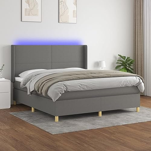 LAPOOH Boxspringbett mit Matratze Dunkelgrau 160x200 cm Stoff, Bett, Bettgestell, Jugendbett, Schlafzimmer Bett, Bed Frame - 3138726