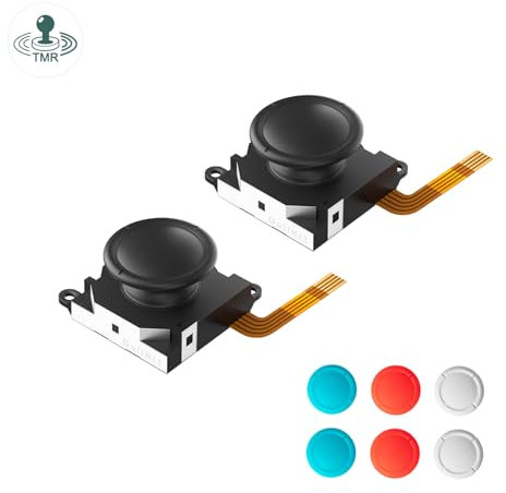 AKNES GuliKit TMR Joysticks Repuesto para Switch OLED/Switch/Switch Lite JoyCon, No Drift Magnético Stick Reparación para Mando Joycon, con Tapas de Pulgares de 4 Colores - 1 par