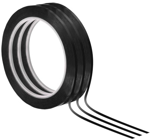 PATIKIL Weißwandband 2mm X 66m, 3er Pack Dünnes Whiteboard Band für Grafik Chart Markierung DIY Kunst, Schwarz