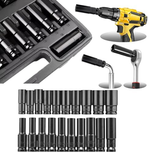 Camiraft 1/2 Deep Socket Set - 20PCS CR-V Impact Socket Set 8-32mm Sockets for Automotive & Industrial Use | Tackles Smaller Electrical Bolts and Larger Industrial Nuts Missed by 10-24mm Sets