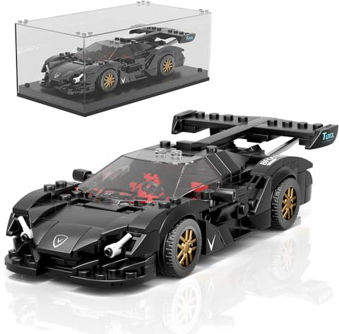 Mould King 27061 Technik Speed Champion Auto Bausteine Ei Sportwagen Klemmbausteine Rennwagen Bauspielzeug mit Acryl Vitrine Modellautos zum Sammeln (325 Teile)