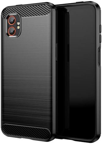 Hülle für Samsung Galaxy Xcover 7 Pro, Weiche Kohlefaser Design Handyhülle Silikon TPU Flexible Stoßfeste Kratzfest Schutzhülle, Schwarz