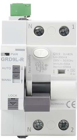 Differenziale Auto Riarmabile Superimmunizzato 2P 40A 300mA 6Ka. Interruttore differenziale riarmo automatico di classe A. Riconnessione automatica super immunizzata. 2P 40A 300mA