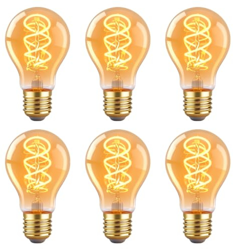 MLOQI 6 Stück E27 LED Vintage Glühbirne, 4W, 2200K,A60 Retro Warmes Gelb LED Birne, LED Lampe