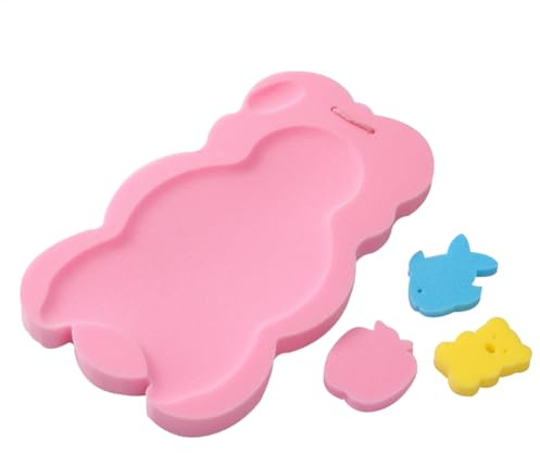 Baby Badeschwamm Pad Anti-rutsch Schwamms Pad Baby Badewannen, Rutschfeste Matte Badewanne Babys, Mit 3 Badeschwämmen,Hautfreundlich Schwammpolster Komfortabel Leicht Trocknend Für Sichere Babywäsche