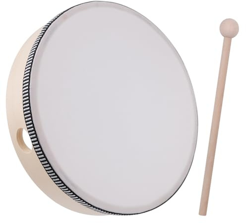 Hand Drum 8-inch Wood Frame Drum with Drumstick, Percussion Instruments Musical Gift for Rhythm & Sound Exploration