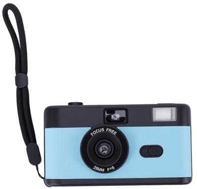Generic Appareil Photo Argentique Rétro avec Objectif 28 Mm pour Une Photographie Authentique avec Flash pour Documentaire Appareil Photo Argentique 35 Mm adapté aux Artistes Créatifs (Bleu Noir)