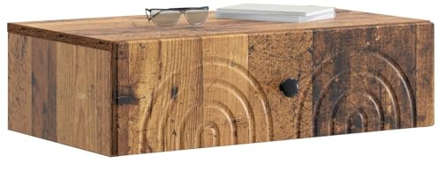 vidaXL Wandmontierter Beistelltisch Altholz 59 x 34,5 x 17 cm, Wohnzimmer, moderner Tisch, clevere Aufbewahrung, stylische, platzsparende Möbel für Ordnung