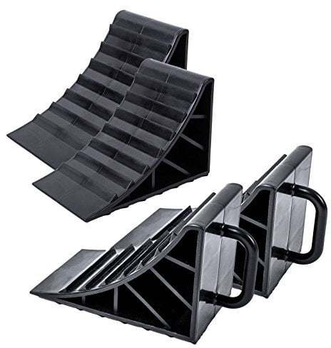 Unterlegkeil Kunststoff schwarz 4er Set mit Griff für Wohnwagen, Wohnmobil und Anhänger