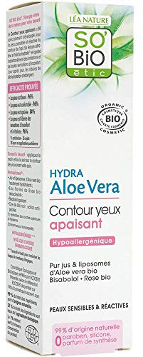 SO'BiO étic Cosmebio Hydra Aloe Vera, hypoallergen, empfindliche und reaktive Haut, beruhigende Augenkontur, 15 ml