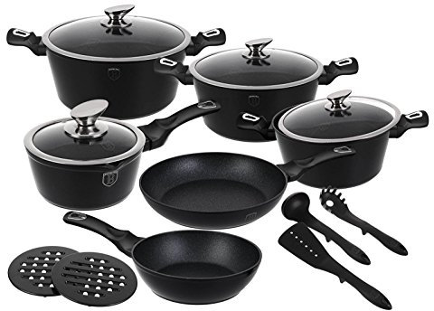 15-teiliges Granit Kochtöpfe Kochtopfset Topfset BERLINGERHAUS Thermoguard BH-1474N