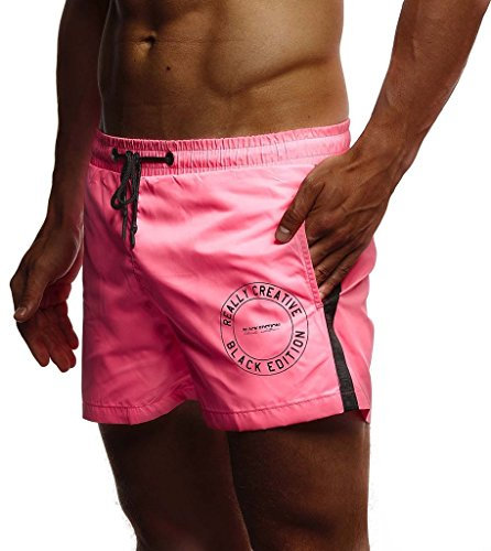 Leif Nelson LN9210 Short de bain d'été pour homme Short de bain Short de bain Short de plage Short court Pantalon de loisirs, Rose, M