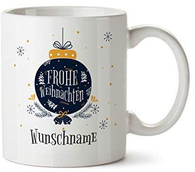 Partycards Personalisierte Tassen zu Weihnachten mit verschiedenen Motiven – Geschenkidee (Weihnachtskugel, 300ml)