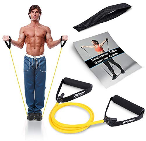 Fitnessbänder mit Griffen & Türanker | Widerstandsband für Krafttraining | Gummibänder Sport | Trainingsbänder für Fitness Zuhause (#1 Leicht)