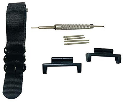 Richie strap] 20mm 5 Ring Nylon Watch Band Strap GWM5610 16mm-Lug Metal Adapters Kit for Casio GShock 5600/5610 G100 GW2310 DW6600/GW6900 GA800 5700 (Black)