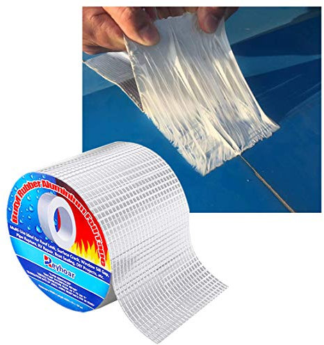 Reyhoar Professional Super Waterproof Tape, Aluminum Butyl Rubber Tape for Pipe/Metal/RV Awning/Roof Leak/Window Seal/Boat, 4in Wide 16.4ft Long