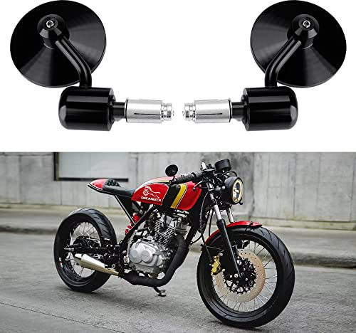 DREAMIZER Round Motorcycle Rear View Mirror, 7/8 Handle Bar End Mirrors for Street Bike Dirt Bike Scooter Chopper Cruiser