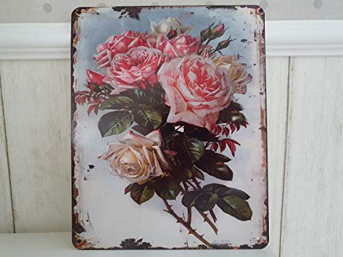 Arinosa Schild Eisen Rosen Vintage Shabby B 20 cm H25 cm Wandschild Gartenschild