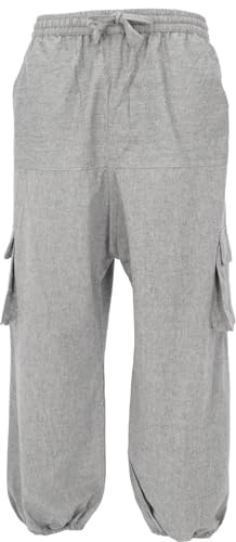 GURU SHOP Goahose, Herren Yoga Hose aus Baumwolle, grau, S/M