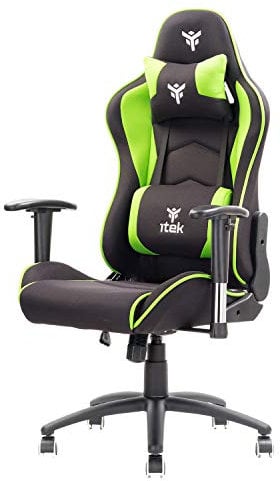 ITEK PLAYCOM FM20 Sedia Gaming ergon. Verde, schienale reclinabile, braccioli e poggiatesta regolabili, sup. lombare, comfort e design, ideale come sedia ufficio, sedia per studio o poltrona per gamer