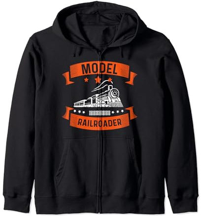 Model Train Collector Rail Scale Model Railroader Enthusiast Zip Hoodie