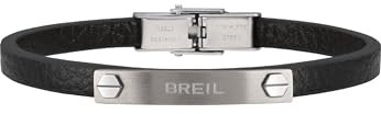 Breil, Collezione Bridge, Bracciale Uomo in Pelle e Acciaio Specchiato-Satinato, con Logo Breil, Pratica Chiusura a Gioielleria, Idee Regalo Uomo, Lunghezza Regolabile 22.5 cm