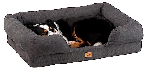 Ferplast Hundekissen Hundesofa Hundebette für Große Hunde Memoryschaum HundemattenOrthopädisches HundebettHundematratze Waschbar 93 x 73 x h 22,5 cm. Grau