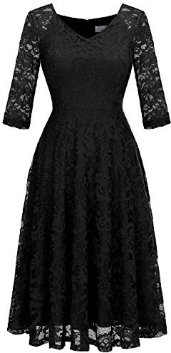 Dressystar Women's Formal Black Midi Dress S
