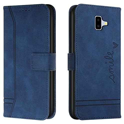 Lihondar Coque pour Samsung Galaxy J6 Plus 2018, Etui Portefeuille Samsung J6 Plus 2018, Protection Etui à Rabat Housse en Cuir PU avec Antichoc TPU [Magnétique] pour Samsung J6 Plus 2018 (Bleu)