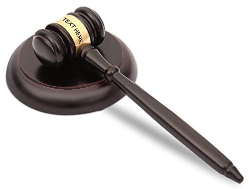 OXYEFEI marteau juge personnalisable marteau en bois et bloc de son fabriqué personnalisé rond pour avocat, juge, étudiant, vente aux enchères (1)