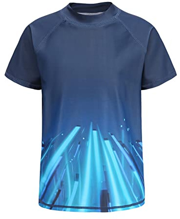 Schwimmshirt Jungen Kurzarm Rashguard Kinder Schnelltrocknendes Badeshirt UV-Schutz-Shirt Badeanzug 146-152/11-12 Jahre