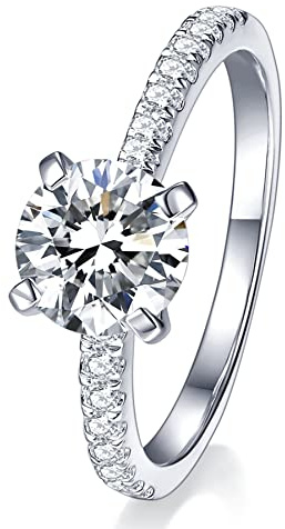 IMOLOVE Moissanite Engagement Ring for Women 1CT Promise Rings Sterling Silver with White Gold Plated-70A