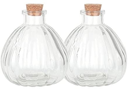 Magic Season Bouteilles en Verre Décoratives avec Bouchons en Liège (240 ML Bouteilles en Citrouille / 2 pièces)