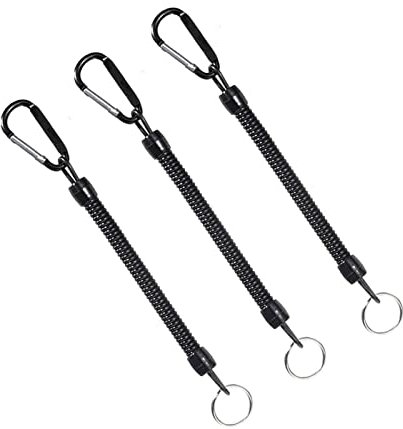 YiXuTag 3 Stück Spiral Schlüsselanhänger, Ausziehbare Schlüsselkette, Angeln Lanyards Bootfahren Seile, Karabiner Schlüsselanhänger mit Seil, Tool für Bootfahren, Kajak, Camping und Jagd